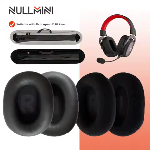 NullMini Replacement Earpads for Redragon H510 Zeus Headphones Sleeve Headband Earphone Earmuff