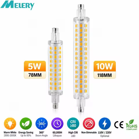Melery R7S Base LED Light J118 118MM Corn Bulb 3014 SMD, 10W Halogen Replacement Bulb, AC220V Energy