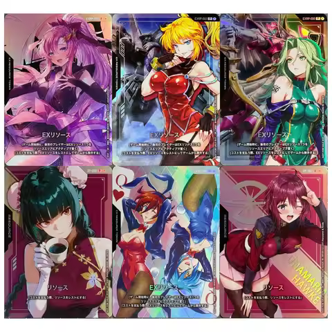 Gundam EX Resource Token Cards, Beautiful Anime Waifu Pilot Character Holographic Foil Cards, Premiu
