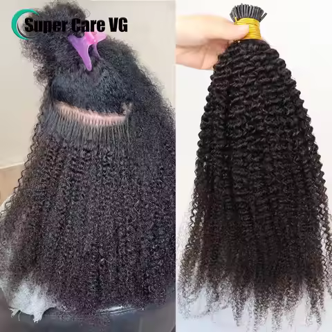 100g 4B 4C Afro Kinky Curly I Tip Human Hair Extensions For Women Brazilian Remy Hair 1g strand Easy