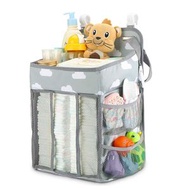 屯團百貨 - 灰色中號 嬰兒床收納袋 大容量 可承重10公斤 嬰兒用品收納 床頭掛袋 BB床收納袋