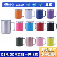 12oz14oz Handle Cup Stainless Steel Mug with Lid Mini Thermos Cup Office Coffee Cup with Handle