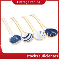 Ceramics Soup Spoons Set of Japanese Soup Spoon Long Handle Soup Spoons for Pho Ramen Noodles Wonton