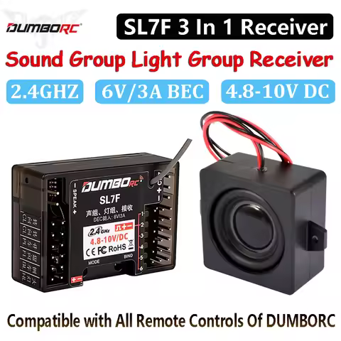 DUMBORC 2.4GHz 6V/3A SL7F Sound Group Light Group Receiver 3-in-1 Receiver 7CH for X6PM DDF X10P 350