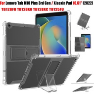 For Lenovo Tab M10 Plus 3rd Gen / Xiaoxin Pad 10.6 inch 2022 Soft TPU Transparent Adjustable Stand Cover TB128FU TB128XU TB128XC TB125FU Tablet Protective Case