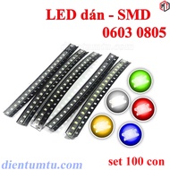 Dây 100 con LED dán SMD - 0603 0805 1206 1210 Nhiều Màu Sắc