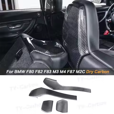 Real Dry Carbon Fiber Car Interior Seat Back Covers Trims Accessories for BMW F80 M3 F82 F83 M4 F87 