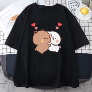 Áo Thun Cotton In Hình Gấu Trúc Hoạt Hình Bubu Và Dudu Dễ Thương 100 Ullzang 4XL5XL6XL S-5XL