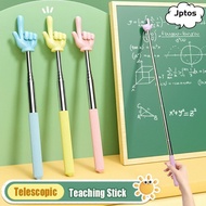 JPTOS Teaching Pointer, Telescopic Rod Stainless Steel Finger Reading Sticks, Durable Finger Design 