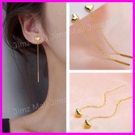 COD ✅ Anting Titanium Asli Panjang Korea Anti Karat Hati Lapis Emas 18K Aksesoris Wanita Anting Rumb