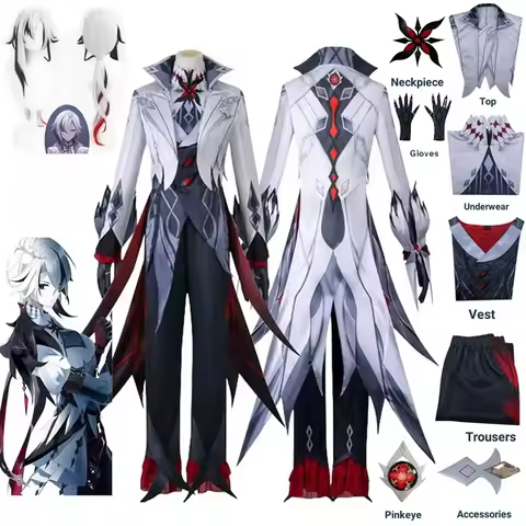 Harlequin Knave Cosplay Costume Wigs Genshin Impact Fatui The Knave Harlequin Uniform Eleven Fatui H