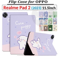Cute Cartoon Style Case For OPPO Realme Pad 2 2023 Pad2 11.5" inch High Quality PU Leather Shell Flip Stand Cover RMP2205 RMP2204