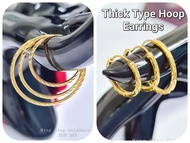 Wing Sing 916 Gold Thicker Type Hoop Ring Earrings / Subang Bulat Tebal Emas 916