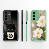 For Samsung Galaxy A17 M17 F17 Cases Pretty Flower Kitten Square Antifouling Shockproof Anti-drop Si