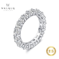 WKLQLQ 925 Sterling Silver Full Diamond Ring 0.2ct Swiss Diamond Ladies Hypoallergenic Sparkling Inl