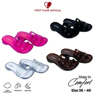 Jelly Sandals Wanita Transparent PatternedTALI Comfortable Non-Slip Rubber Flip-flops 2405-X2A
