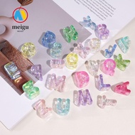 MEIGU 10pcs Letter Beads, Phone Chain DIY Keychain Iridescent Beads,  Acrylic Bag Charm Mixed Color 