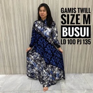 Baju Gamis Muslimah Wanita Dewasa Remaja Kekinian Terbaru Rayon Twill Ori Motif Batik Abstrak Busui 