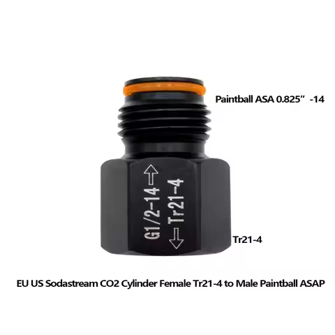 CO2 Convertor Female Tr21-4 to Male G1/2-14 for Sodastream Cylinder to ASA Tank Adapter