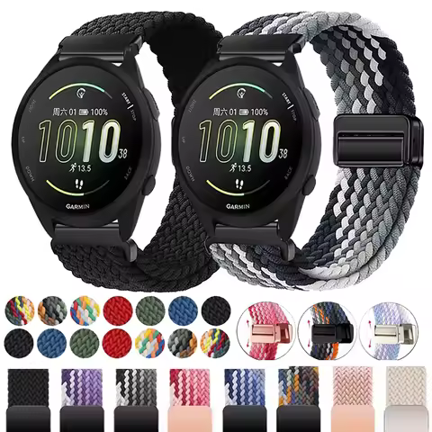 22mm 20mm Magnetic Braided Nylon For Garmin Forerunner 55 158 165 745 965 255 645 SQ Band For Garmin
