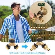 Garden Hose Splitter, 2 Way Hose Pipe Splitter, 3/4'' Brass Tap Y Valve Splitter Hose Connector, Outdoor Hose Tap Connector, With Individual On/Off And Two Quick Connector