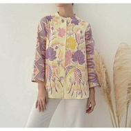 Promo blouse batik wanita kancing depan warna pastel ungu lilac ir