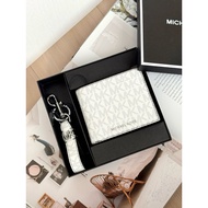 MK BOXED MEN WALLET WITH MK KEYCHAIN LOGO WHITE
