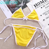 QUINTON Bikini Sets Cosplay Simple Biquini Push-up Bra Halter Neck Strap Female Bathing Suit