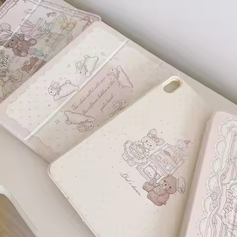 Pink Gradient Bunny Dots Y2K Tablet Case For iPad Pro 11 13 M2 M4 M3 10.2 5/6th 7/8/9/10/11th Mini 6