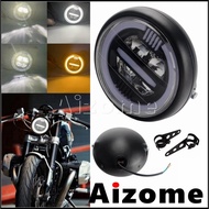 AI Universal Motorcycle Retrofit LED Headlight 6.5-7inch Vintage Retro Head Lights Lamp For Cafe Rac