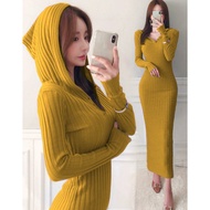 WSE390 - Venus Hoodie Knitted Dress Size L-XL LD 100-120 CM Casual Women's Knitted Dress Long Knitte