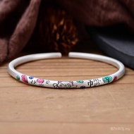 Meaning Open Bracelet Ancient French Pure Silver Bracelet Cute Trendy Enamel Craft Solid Color Cat s