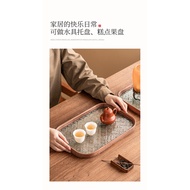 Begonia Flower Bamboo Tray Rectangular Refreshment Tray Fruit Tray HighEnd Chinese Glass Tea Tray Te
