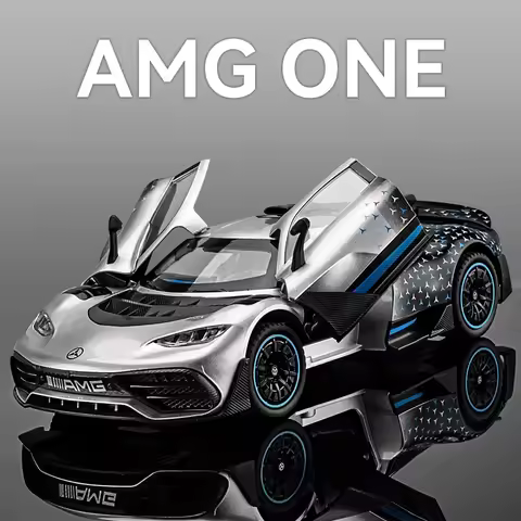 1:24 Mercedes Benz AMG ONE Racing Alloy Diecast Car Model Sound & Light Computer Host DIY Ornaments 