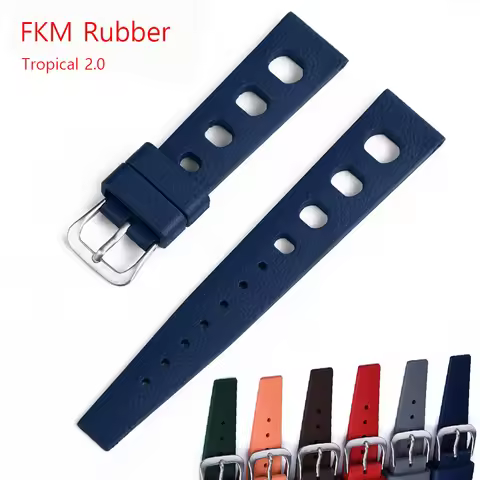 New Design FPM/FKM Tropical Watch Strap 20mm 22mm Quick Release Rubber Watchbands For Omega Tudor S-