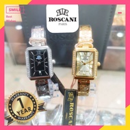 Roscani Ladies Watch Square Analog Gemstone Jam Roscani Perempuan