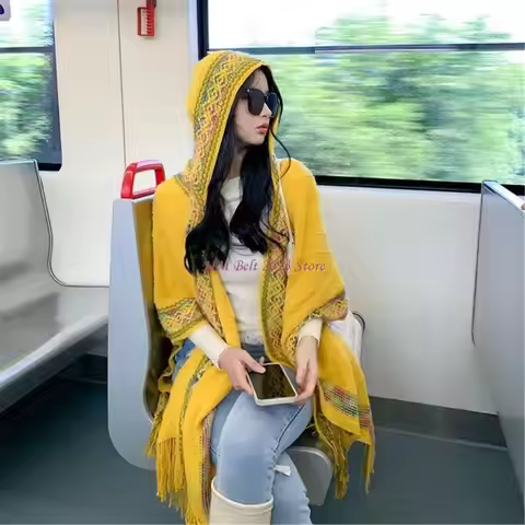 49ME Elegant Capes Shawl with Fringes Outdoor Indoor Thin Poncho Capes for Women Vacation Poncho Sha