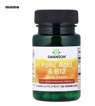 Swanson 葉酸 維生素B12 30粒膠囊(平行進口)(最佳食用期:30/10/2027) Folic Acid Vitamin B12