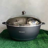 Dessini 44cm 40cm Non Stick Cooking Pot Half Glass Half Stainless Steel Cover Die-Casting Granite Po