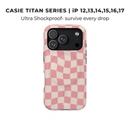 CASIE Ultra Drop-Proof Case | Magnetic 2-layers | 365Protection | Pink Checker TitanCase | iP12|13|1