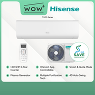 [Save 4.0] Hisense TUGS Series Inverter Air Conditioner - 1.0-1.5HP, Featuring 4D Auto Swing App Control Plasma Generator