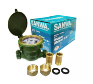 Sanwa มิเตอร์น้ำ/มาตรวัดน้ำ 1/2" SV15 ครบชุด มาตรน้ำ มาตรวัดน้ำ SANWA มิเตอร์น้ำ ขนาด 4 หุน ทองเหลือ