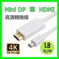 (1.8米) Mini DP 轉 HDMI高清轉換線, 連接HDTV 電視投影儀/顯示器, 蘋果MacBook Air/Pro 與Microsoft Surface Pro 等筆記型電腦及設備適用（白色）