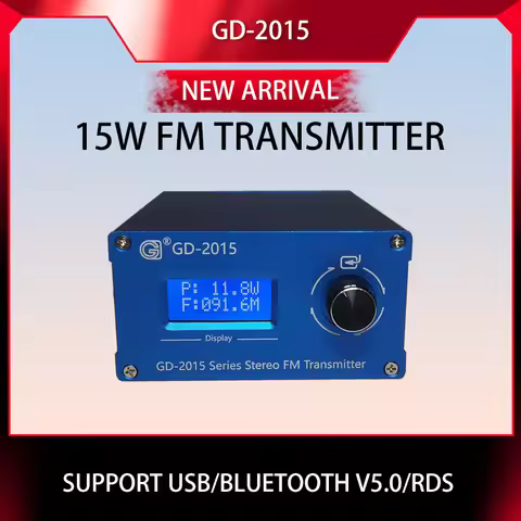 GD-2015 15W FM Transmitter RDS support FM Radio Station Radio Broadcast Transmitter QN chip 76-108Mh