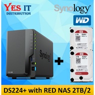 Synology DS224+ 2-Bay NAS + ( 2 Units ) WD RED PLUS NAS 2TB/ 4TB RED PLUS HDD 64MB SATA III Internal