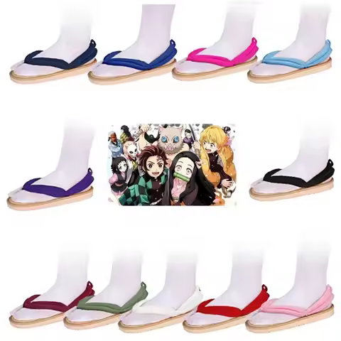 Hot Anime Kimetsu No Yaiba Cosplay Accessories Kamado Nezuko Cosplay Clogs Kimono Flip-flops Geta Sl