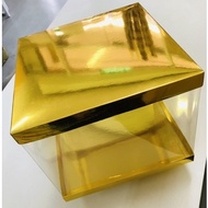 Transparent Cake Box 9/10.5inch Heighten Transparent cake box/birthday gift box packaging(Gold)
