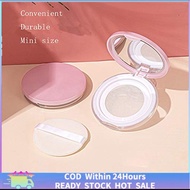 Compact Container With Velvet Powder Container Puff Mirror And Elasticated Net Sifter