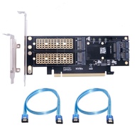 M.2 NVME to PCIe 3.0/4.0 X16 ＆ SATA/MSATA SSD to SATA 3 in 1 Combo SSD Upgrade Expansion Card Adapte