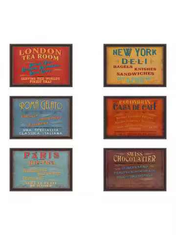 Vintage Lunch Time Placemats Parisian Bistro New York Deli London Tea Room Italian Deli Design for K